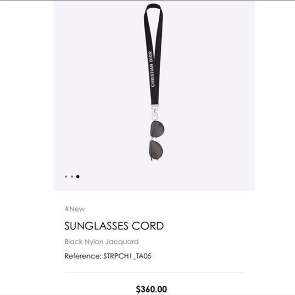 DIOR Logo Lanyard Black White Ribbon With Black Tone Metal Sunglasses Holder - Picture 5 of 5